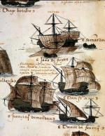 Portugalskie statki płynące do Indii, rysunek z 1538 r.  / the art archive/gianni dagli