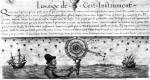  Nawigator używa astrolabium do wyznaczania pozycji statku na morzu, rycina francuska, XVI w. 