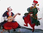 Taniec kozacki, rysunek z połowy XVIII wieku 
