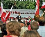 Jarosław Kaczyński  w ciągu  48 godzin  ma odwiedzić kilkanaście miast  i miasteczek.  Na zdjęciu wiec we Wrocławiu  29 czerwca