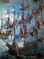  Hiszpańskie okręty płyną na Azory, malowidło z pałacu królów hiszpańskich Eskurial pod Madrytem, koniec XVI w. 