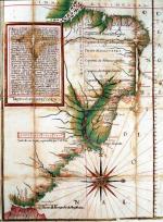 Portugalska mapa Brazyli i Argentyny z linią demarkacyjną wytyczoną w Tordesillas, XVI w.
