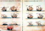 Flotylla Pedro Alvareza Cabrala, która w 1500 r. dopłynęła do brzegów Brazylii, rysunek, 1565 r. 