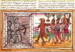  Cortes i Alvarado w starciu z Aztekami, rysunek z kroniki Diego Durana, XVI w. 