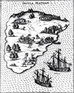Wyprawa Magellana dobija do wyspy Mactan w pobliżu Filipin, rycina portugalska, XVII w.