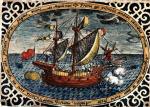 „Victoria”, jedyny z okrętów Magellana, który powrócił z rejsu dookoła świata, rycina niemiecka, XVI w.