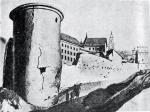 Baszta Okrągła i mur przy Ostrej Bramie, ryc. Franciszka Smuglewicza z XVIII wieku 