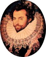 Sir Walter Raleigh, żeglarz, żołnierz, poeta, faworyt Elżbiety I, mal. Nicholas Hilliard 