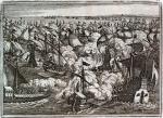 Starcie floty angielskiej z hiszpańską Wielką Armadą na kanale La Manche, rycina, XVII w.
