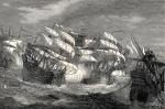 Drake atakuje hiszpańskie statki, rycina, XIX w. 