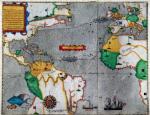 Mapa z trasą wyprawy Drake'a przeciwko hiszpańskim posiadłościom na Karaibach, rycina niderlandzka, koniec XVI w. 