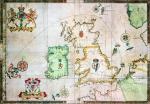 Mapa z trasą Armady, ryc. Augustine Ryther, 1588 r. 