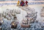 Anglicy atakują Armadę koło wyspy Wight, 4 sierpnia 1588 r., rycina, XVII w.  
