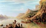 Flotylla Cartiera płynie Rzeką św. Wawrzyńca w 1535 r., mal. Jean Antoine Theodore Gudin, 1847 r.  