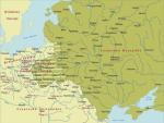 Rosja i ziemie polskie po Kongresie Wiedeńskim. Uwzględniono główne miasta obrządku greko-katolickiego