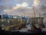 Statki francuskie i holenderskie  w Rouen, mal. Claude de Jongh, XVII w. 