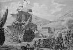 Francuzi atakują port na Santo Domingo, luty 1802 r., rycina z epoki 