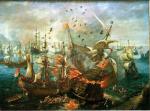 Holendrzy atakują hiszpańską flotę pod Gibraltarem w 1607 r., mal. Cornelisz Claesz van Wieringen, 1622 r.
