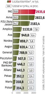 Zmiana udziałów rynkowych. Aviva i Polsat mają mniej klientów niż na koniec 2009 r. 