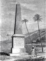 Pomnik w zatoce Kealakekua na wyspie Sandwich upamiętniający śmierć Cooka, ryc. XIX w.  