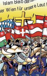 Obrońcy Wiednia w broszurze FPÖ walczą  m.in. pod historycznymi sztandarami Rzeczpospolitej  i Węgier