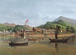 Holenderska faktoria na japońskiej wyspie Decima, rycina, XIX w. 