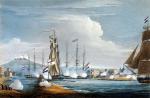 Brytyjskie okręty atakują Curac, ao na Antylach Holenderskich, mal. Thomas Whitcombe, XIX w.  
