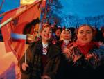 Polacy na Litwie zabiegają m.in.o zachowanie szkół z polskim językiem wykładowym. Na zdjęciu powitanie prezydenta RP Lecha Kaczyńskiego w Mejszagole, marzec 2006 roku