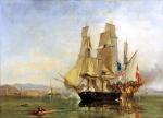 Załoga HMS „Speedy” kpt. Thomasa Cochrane'a bierze do niewoli hiszpańską fregatę „El Gamo” u wejścia do portu w Barcelonie w 1801 r., mal. Clarkson Stanfield, 1845 r. 