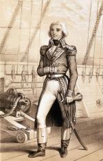 Wiceadmirał Brueys d'Aiguilliers na okręcie, rys. Leonardo de Selva 