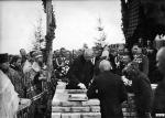 Uroczystość poświęcenia kamienia węgielnego pod budynek białoruskiego gimnazjum w Nowogródku w październiku 1929 roku  