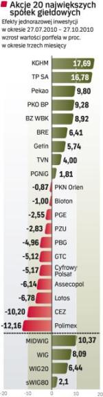 Akcje 20 największych  spółek giełdowych