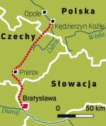 Po polskiej stronie od Kędzierzyna-Koźla do Chałupek ma liczyć 80 km, w Czechach  370 km, na Słowacji 100 km. W szlak zostaną włączone uregulowane wcześniej fragmenty rzek.	—jak