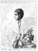 Napoleon 48 godzin po inwazji na Wyspy Brytyjskie, karykatura Jamesa Gillraya, 1803 r. 