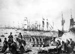 Lądowanie Francuzów na Peloponezie w 1828 r., rycina z epoki