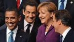 Barack Obama w otoczeniu europejskich sojuszników: prezydenta Francji Nicolasa Sarkozy’ego, kanclerz Niemiec Angeli Merkel i brytyjskiego premiera Davida Camerona. fot. Andre Kosters 