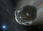 asteroid carrying a trace of ice ? ? ? on little planet rich in water, which was crumbled ?200 million years ago, around GD 61 