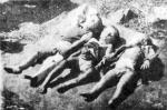 Zamordowani w Katerynówce (pow. Łuck) – synowie małżeństwa Gwiazdowskich i (w środku) Stasia Stefaniak, córka Polaka i Ukrainki, z rozprutym brzuchem i połamanymi kończynami