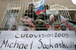Micheil Saakaszwili jako indyk na moskiewskiej demonstracji