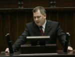 Krzysztof Lisek podczas wystąpienia w Sejmie
