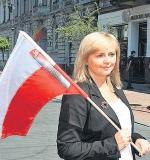 Joanna Skrzydlewska (PO) rozdawała łodzianom flagi