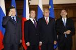 Od lewej: Jose Manuel Barroso, Dmitrij Miedwiediew, Vaclav Klaus, Javier Solana