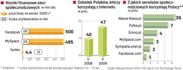 Nasza-Klasa w Polsce miażdży światowych gigantów. Z Facebooka korzysta ok. 1 proc. polskich internautów. Ze słynnego serwisu mikroblogowego Twitter – jeszcze mniej. Większą popularnością cieszą się Fotka.pl, Grono.pl czy serwis randkowy portalu Onet. 