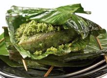 Filet rybny w panierce z zielonej herbaty w liściach bananowca Bigger