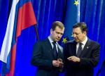 Prezydent Rosji Dmitrij Miedwiediew i przewodniczący Komisji Europejskiej Jose Manuel Barosso