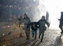 Inscenizacja starć demonstrantów z ZOMOBigger