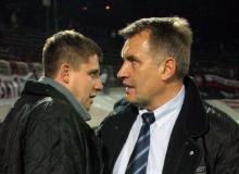 Jerzy Engel junior (z lewej) w czasach, gdy pracował w Polonii Warszawa jako asystent Marka Motyki Bigger
