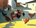 Irmina Staś (ur. 1986 r., Żelechów)  Kury, 2008 r.  olej/płótno, 95 x 120 cm