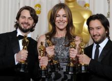 Złota trójka, czyli Kathryn Bigelow  ze swym scenarzystą Markiem Boalem (na zdjęciu  po lewej)  i producentem Gregiem ShapiroBigger