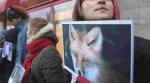 Jeden z polskich protestów przeciwko noszeniu futer